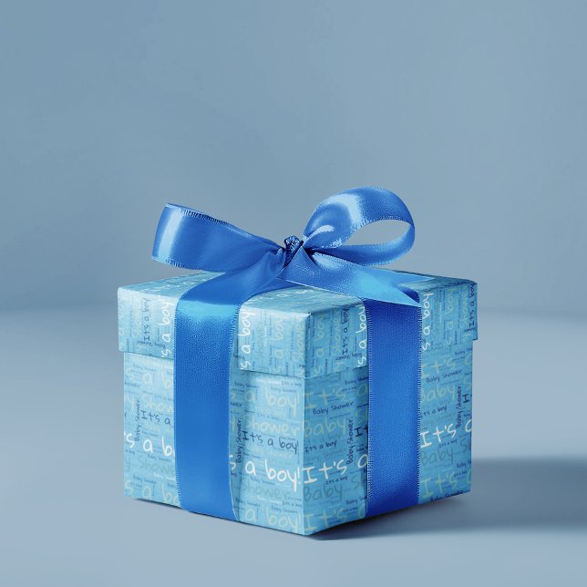 Papier Cadeau Typographie simple C'est un Baby shower garçon (Créateur téléchargé)