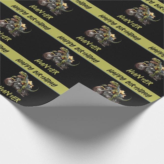 Papier Cadeau Tyrannosaurus Rex Dinosaur Moto Anniversaire (Coin)