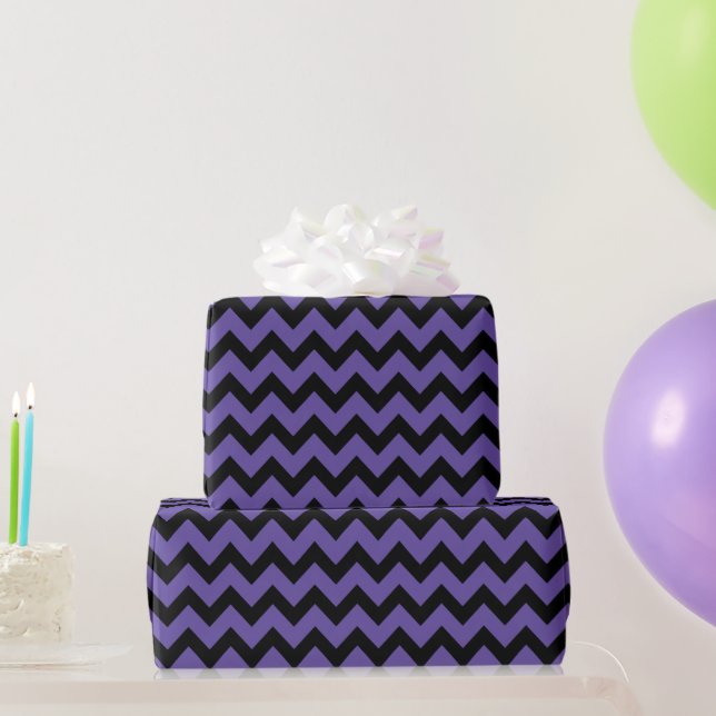 Papier Cadeau Ultra violet violet noir motif Chevron (Cadeaux de fête)
