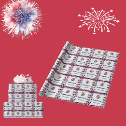 Papier Cadeau Un Américain Dude 4 Juillet Rouge Blanc Bleu Anniv