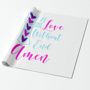 Papier Cadeau Un amour sans fin Amen Jesus Citation inspirée Chr