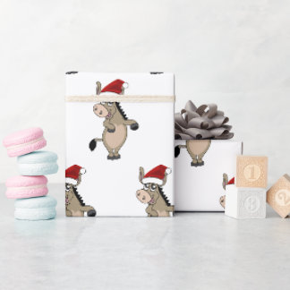 Papier Cadeau Un âne avec un casquette de Noël