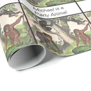 Papier Cadeau Un cadeau de fête enveloppant le chimpanzé de sing