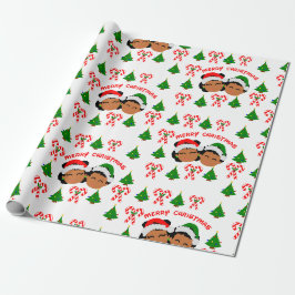 Papier Cadeau Un cadeau de Noël pour les jumeaux afro-américains