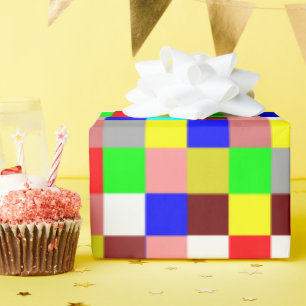Papier Cadeau Un carré brillant à damiers coloré