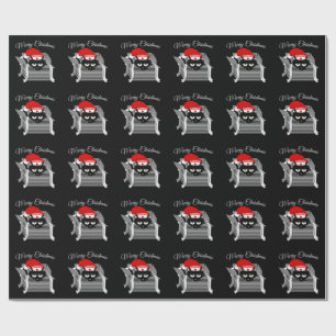 Papier Cadeau Un chat dans une boîte Noël drôle