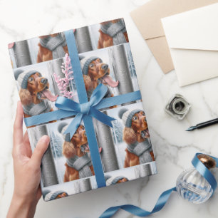 Papier Cadeau Un Chien Irlandais Qui Lève Un Polonais Froissé