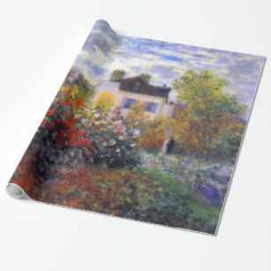 Papier Cadeau Un coin du jardin avec des dahlias Claude Monet