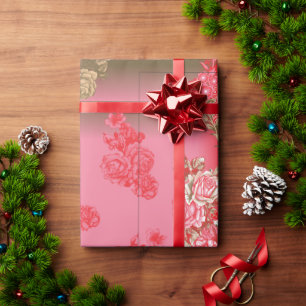 Papier Cadeau un design d'arrière - plan rose et or avec un roug