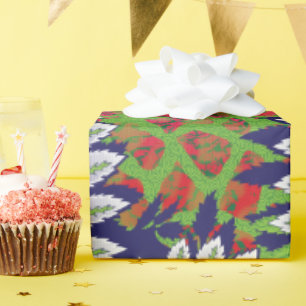Papier Cadeau un design de motif vert et jaune