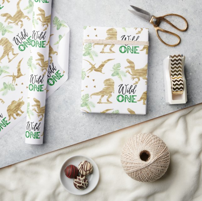 Papier Cadeau Un Dinosaure d'or élégant (Artisanat)