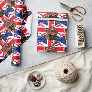 Papier Cadeau Un drapeau britannique d'anniversaire du roi Charl