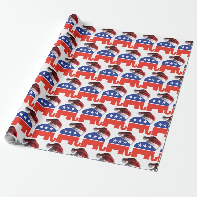 Papier Cadeau Un éléphant républicain portant un casque du Père  (Déroulé)