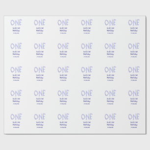 Papier Cadeau Un garçon de parties scintillant bleu moderne 1er