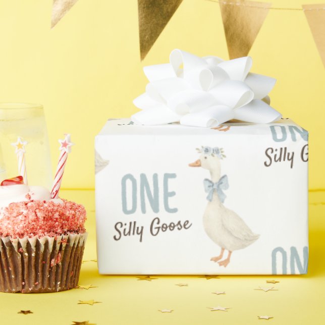Papier Cadeau Un Garçon Silly Goose Premier anniversaire (Fête d'anniversaire)