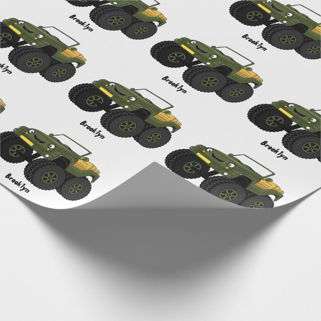 Papier Cadeau Un Green Monster truck (Coin)