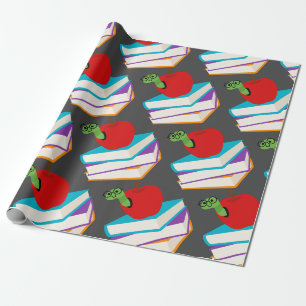 Papier Cadeau Un joli bouquineur avec un design enfant pomme