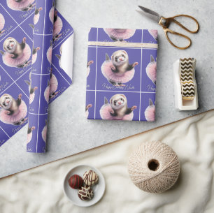 Papier Cadeau Un joli furet dans un ballet Tutu Doit