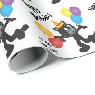 Papier Cadeau Un joyeux anniversaire frais du chat