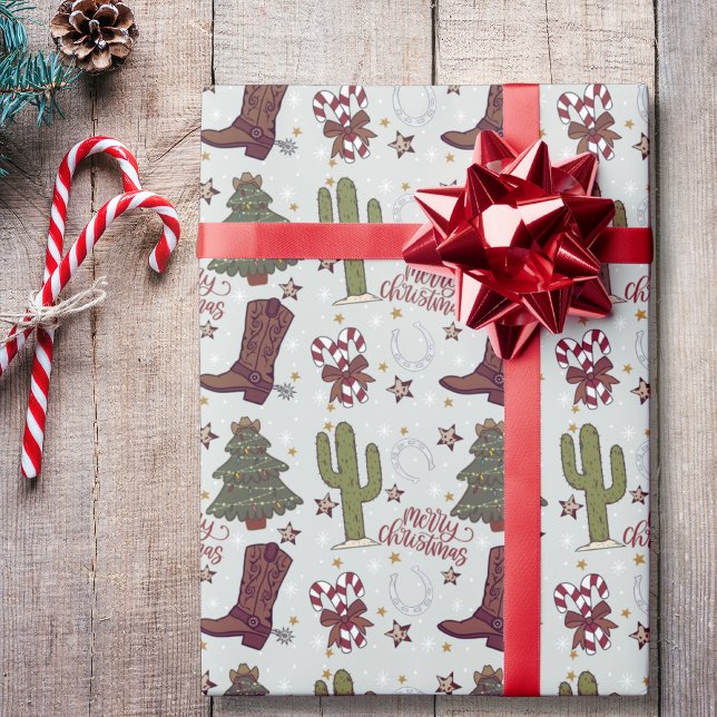 Papier Cadeau Un joyeux Noël de cowboy (Cowboy Western Christmas Wrapping Paper)