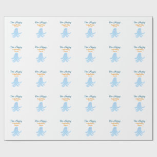 Papier Cadeau Un joyeux poulpe bleu sous la mer anniversaire