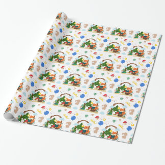 Papier Cadeau Un mignon renard et lapin dans la forêt