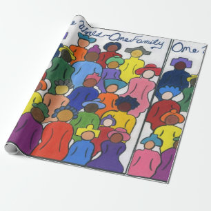 Papier Cadeau Un monde, une famille Papier d'enveloppement multi