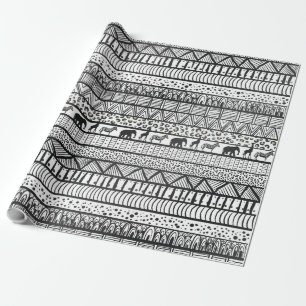 Papier Cadeau Un Motif africain à la mode noir blanc