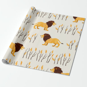 Papier Cadeau Un motif africain sans couture avec un lion mignon