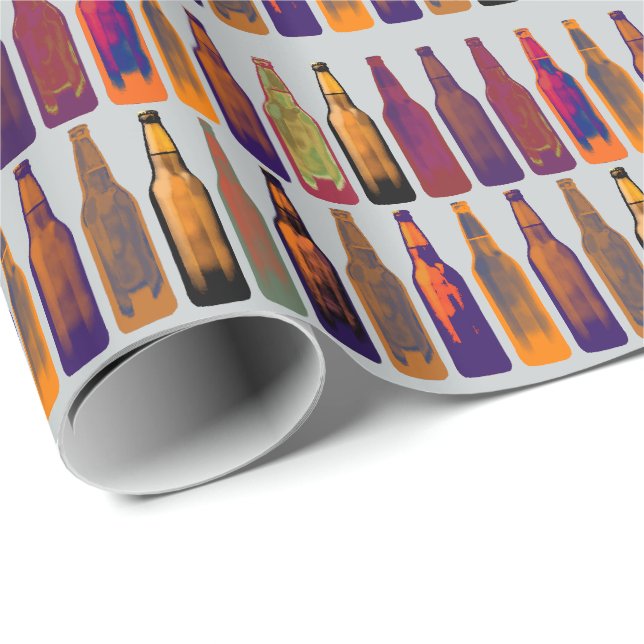 Papier Cadeau un motif de bouteilles (bière) (Coin rond)