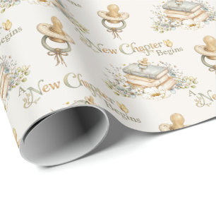 Papier Cadeau Un nouveau chapitre commence Shower de bébé sur le