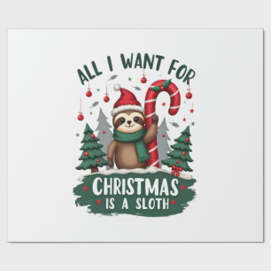 Papier Cadeau Un paresseux pour Noël. Mignon, paresseux de Noël