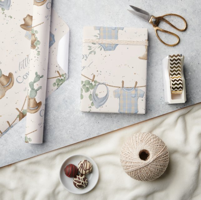 Papier Cadeau Un petit Baby shower de cowboy (Artisanat)
