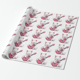 Papier Cadeau Un petit chaton jouant de la guitare