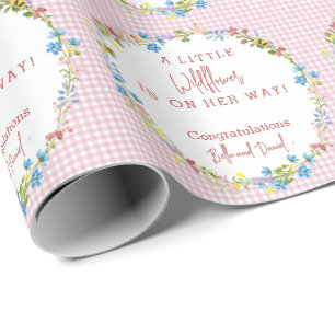Papier Cadeau Un Petit Fleur sauvage Est En Chemin Baby shower