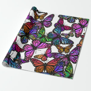Papier Cadeau Un peu de papillons arc-en-ciel