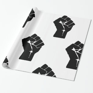 Papier Cadeau Un poing noir levé - manifestation de résistance