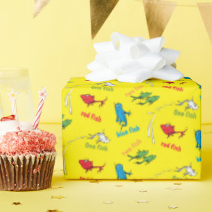 Papier Cadeau Un Poisson Deux Poissons Motif Jaune