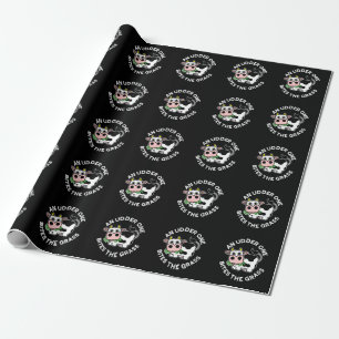 Papier Cadeau Un Udder On Mord L'Herbe Funny Vache Pun Dark BG