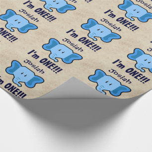 Papier Cadeau Un visage mignon A02 d'éléphant de ęr anniversaire