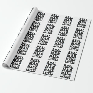 Papier Cadeau Un vrai homme rend Latkes amusant Super Hanoukka