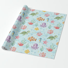 Papier Cadeau Under the Sea Party Colourful Ocean Creatures