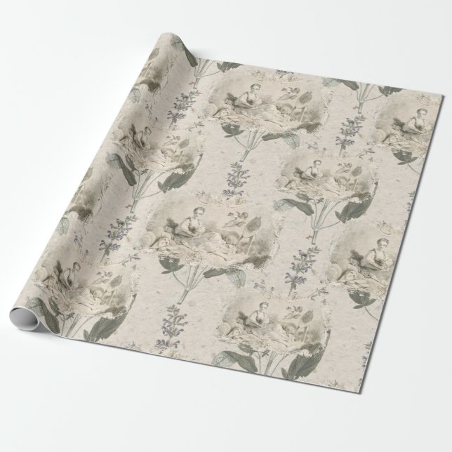 Papier Cadeau Une artiste victorienne Vintage enveloppant du pap (Déroulé)