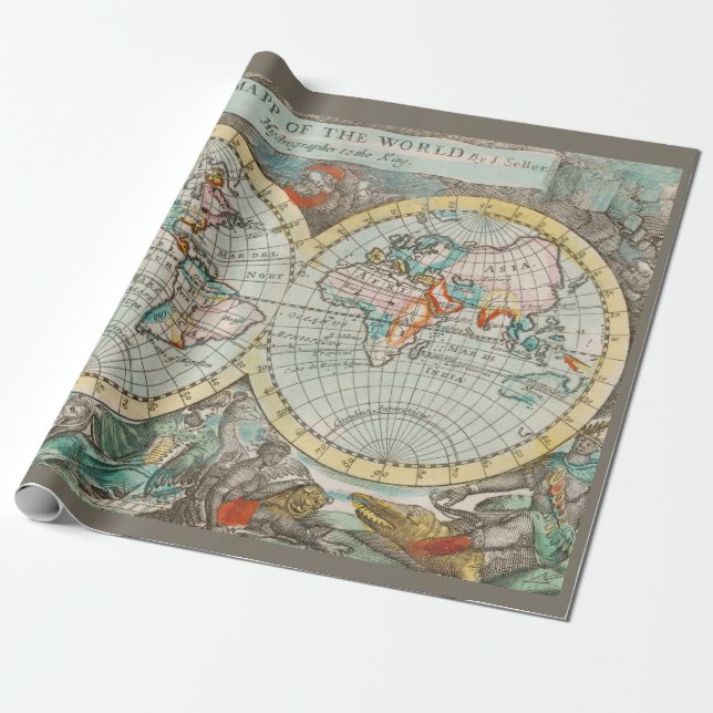 Papier Cadeau Une carte du monde (Déroulé)