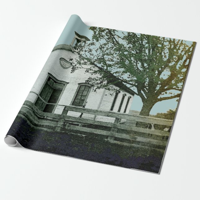 PAPIER CADEAU UNE CHAMBRE ÉCOLE ÉCOLE HOUSE EAU COULEUR ENSEIGNA (Déroulé)