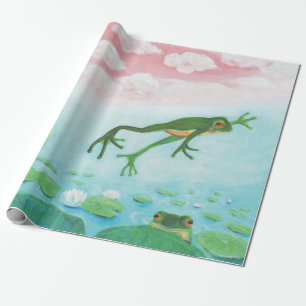 Papier Cadeau Une Grenouille S'Enfonce Dans L'Étang Illustration