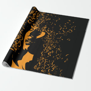 Papier Cadeau Une jolie femme africaine avec portrait afro
