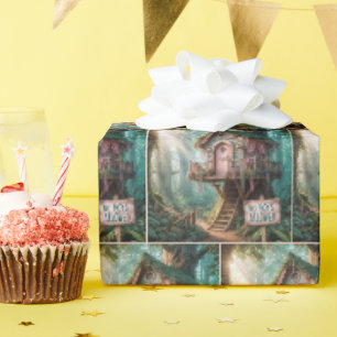 Papier Cadeau Une maison d'arbres avec une connexion amusante da