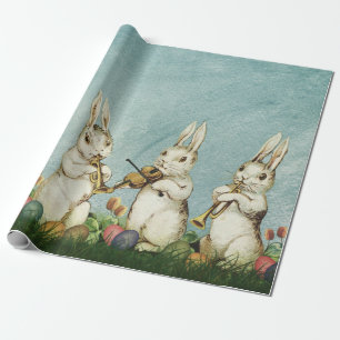 Papier Cadeau Une vieille photo de lapins de Pâques Tissus Papie