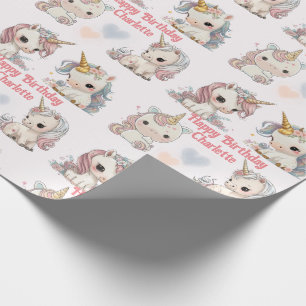 Papier Cadeau Unicorn Cuteness Overload Ajouter Nom de la fille 